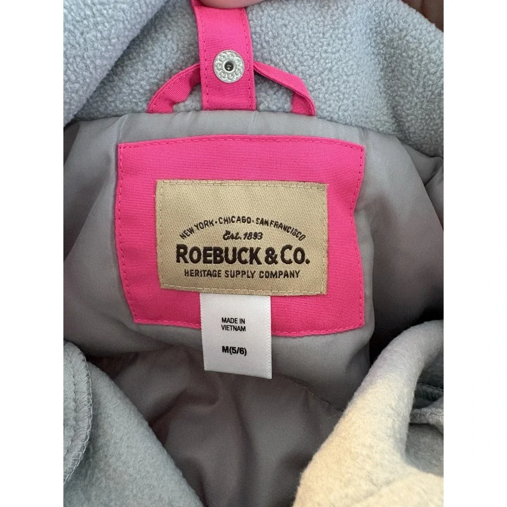 Roebuck & Co Snowsuit Jacket and Overalls Girls M 5-6 Pink Black Winter Ski Set